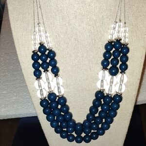 Elegant Blue and Silver Beaded Necklace